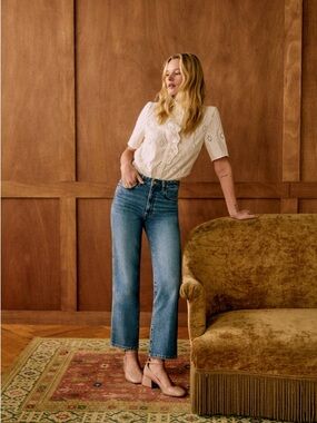 SEZANE L'ICONIQUE DROIT TROUSERS IN DENIM